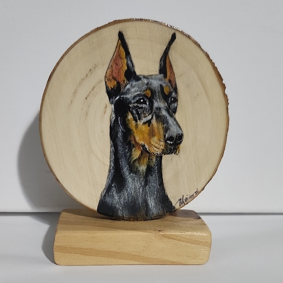 Other - Hand-Painted Doberman Wood Art
